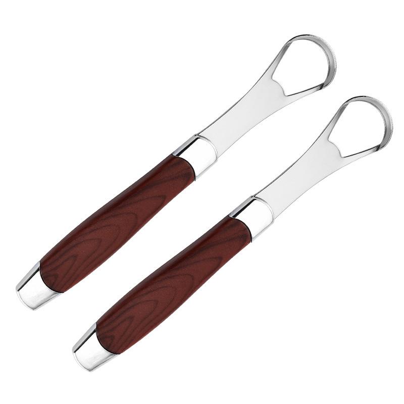 Stainless Steel Wood Grain Tongue Scraper Tongue Coating Cleaner Tongue Coating Brush Oral Tongue Cleaner Tool Fresh Breath