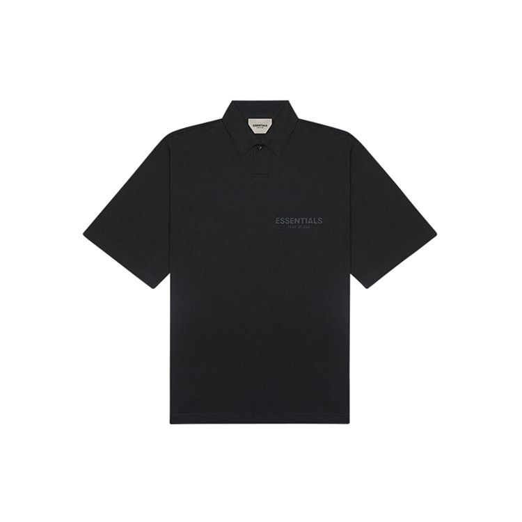 Fear of God Essentials Светоотражающий логотип SS20 Однотонная футболка-поло с коротким рукавом Унисекс Топы Черный FOG-SS20-415