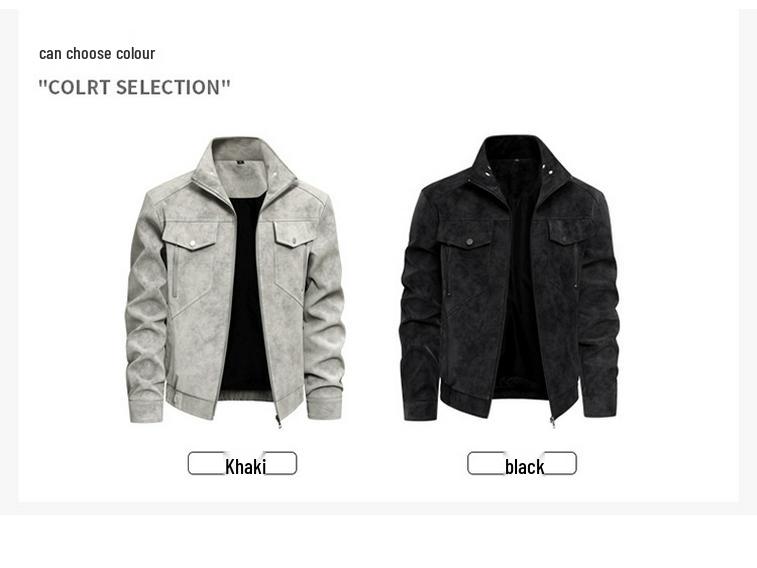 Мужская куртка из натуральной кожи с воротником-стойкой - Модная, универсальная, для стиля Business Casual, мотоциклетная верхняя одежда