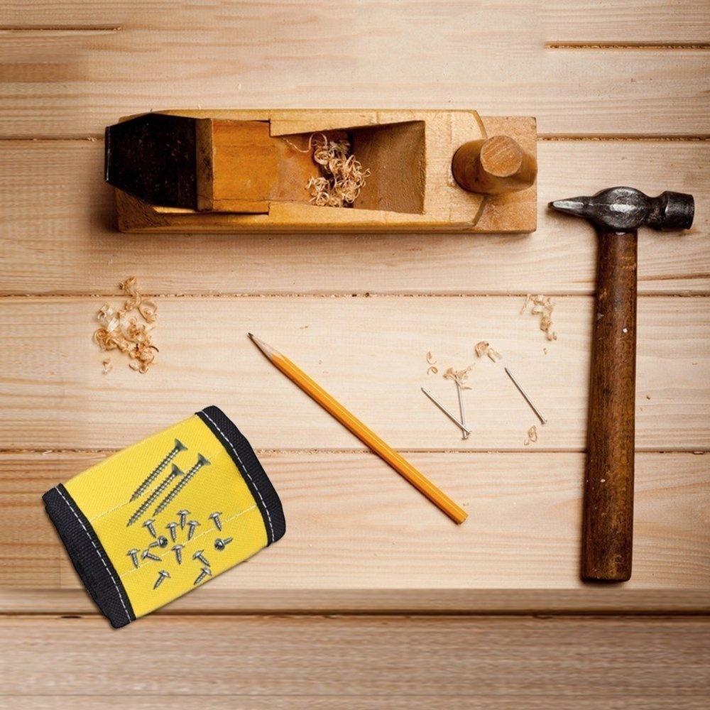 Magnetic Wristband with Strong Magnets for Holding Screws, Nails, Drill Bits Great for Your Tool Bag