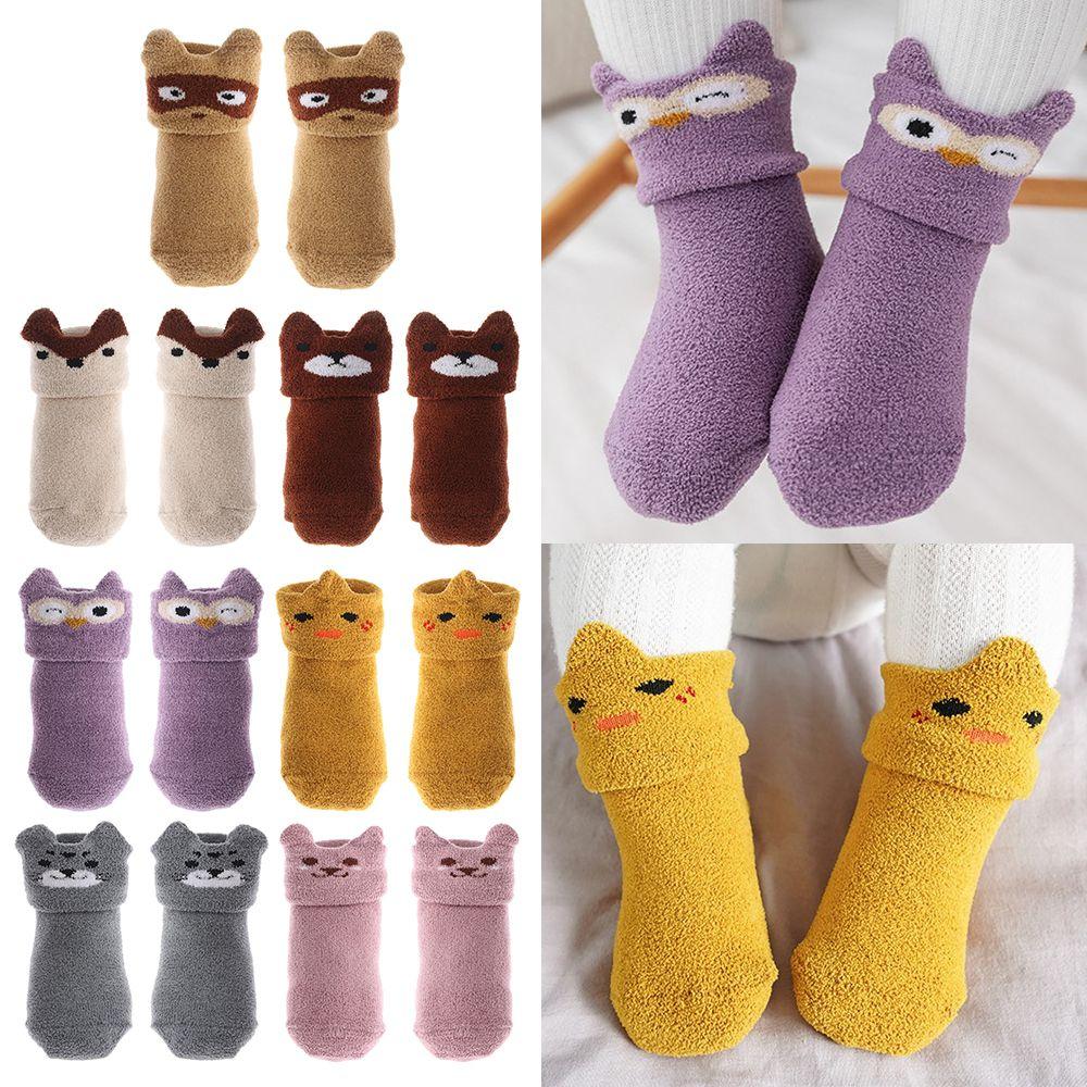 Animals Plush Soft Thickening Floor Sox Coral velvet socks Newborn Toddler Socks Anti-slip Slippers