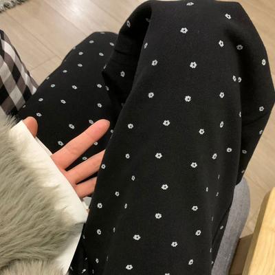 Брюки свободного покроя с принтом в горошек и высокой талией, тонкие, цветочные, черного цвета, женские, новые, весна-лето и осень, широкие брюки