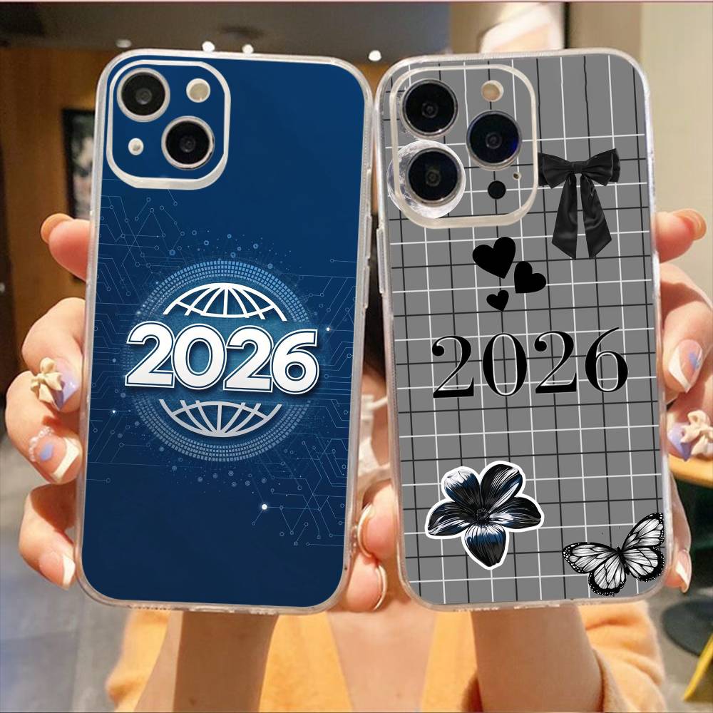 The year 2026 Phone Case For iPhone17,16,15,14,13,12,11 Plus,Pro Max Soft Transparent Cover