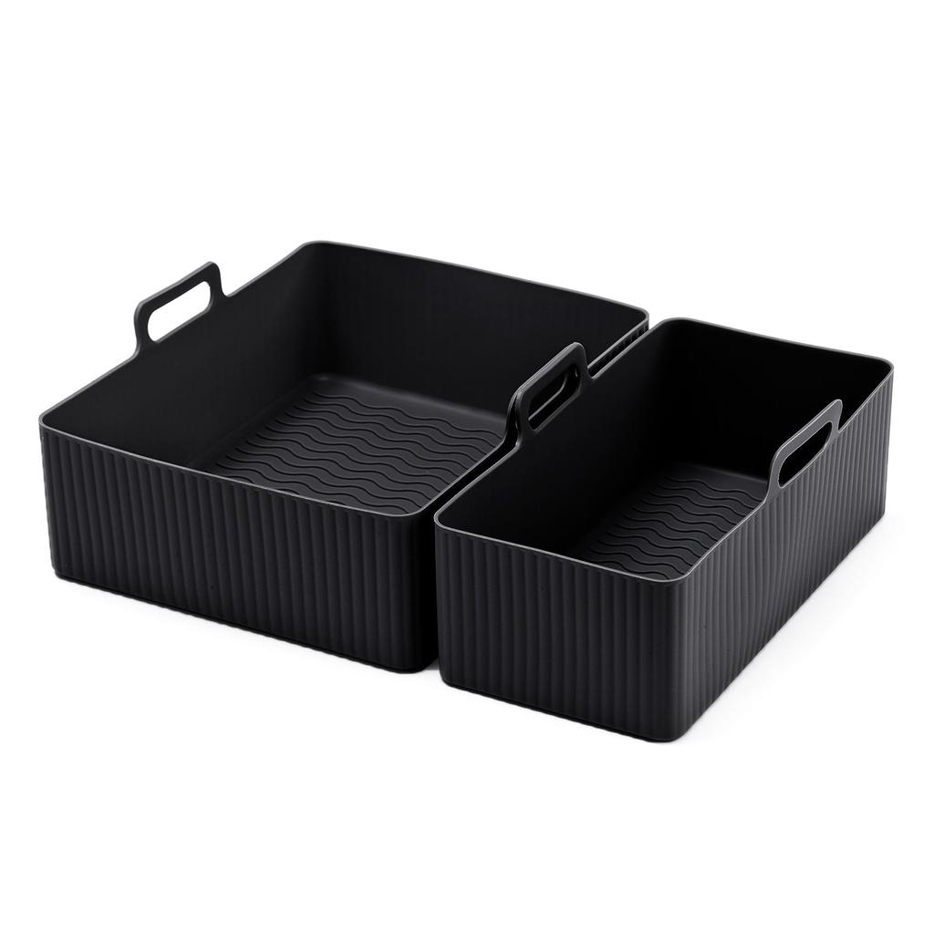 2PCS Air Fryer Silicone Tray Dish Rectangular Reusable Silicone Liners Basket Baking Pan Oven Pot Plate Air Fryer Accessories