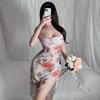 Винтажное цветочное бандо Ночная рубашка Облегающий крой Высокий разрез Сексуальное Длинное с принтом Платье для отдыха 633 Романтическое, подчеркивающее фигуру Одежда для сна с вневременными цветочными узорами