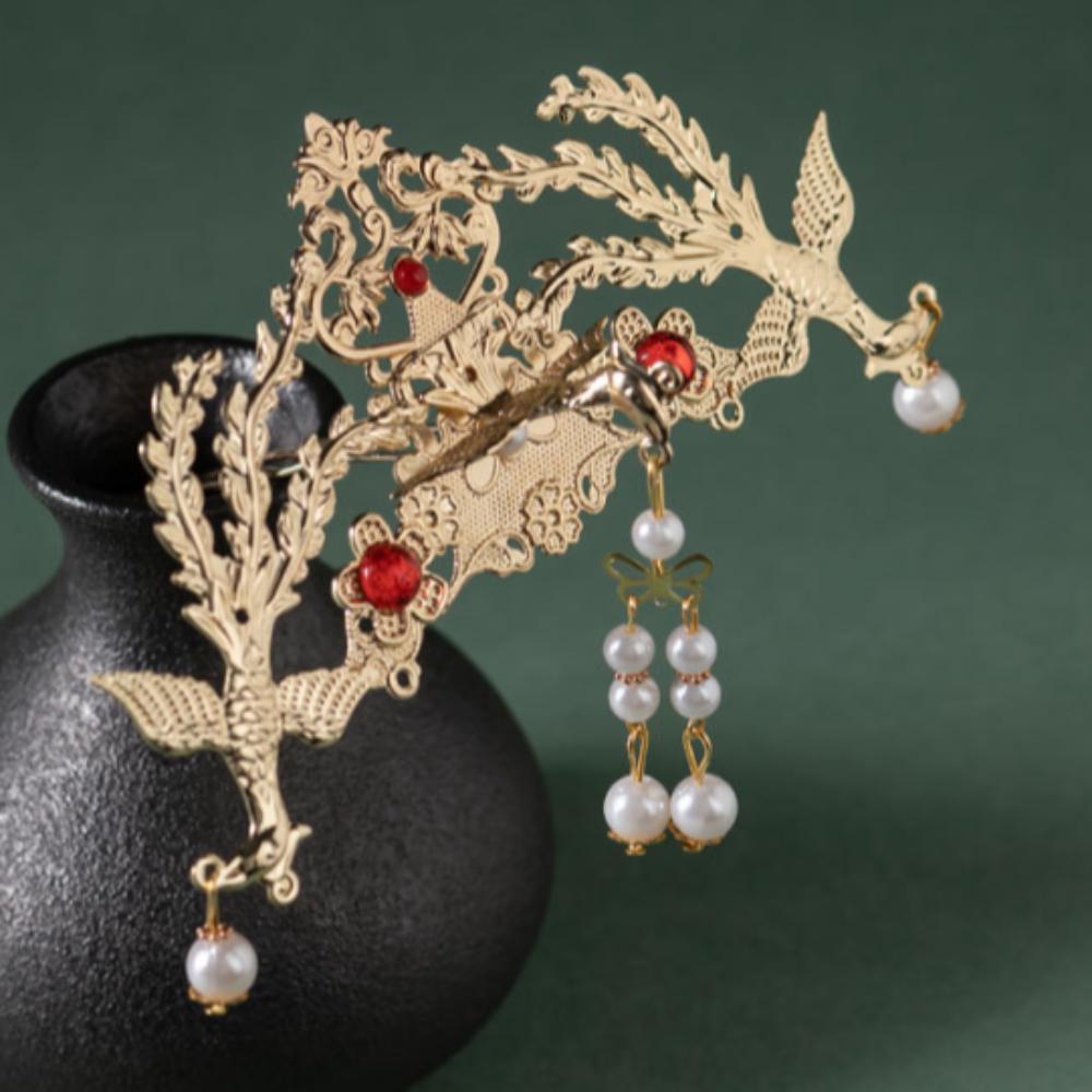 Wedding Tiara Pearl Tassel Hairpin Retro Bridal Headwear Hair Accessories Hanfu Hair Crown  Women