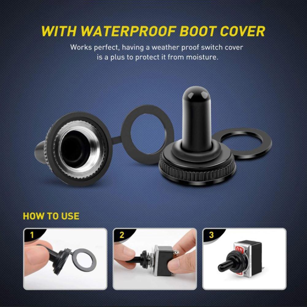 5/1 шт. 12 В автоматический тумблерный переключатель для лодки, морского судна, сверхпрочный тумблерный переключатель с водонепроницаемым чехлом, ВКЛ/ВЫКЛ, автомобильная приборная панель, металлический однополюсный терминал