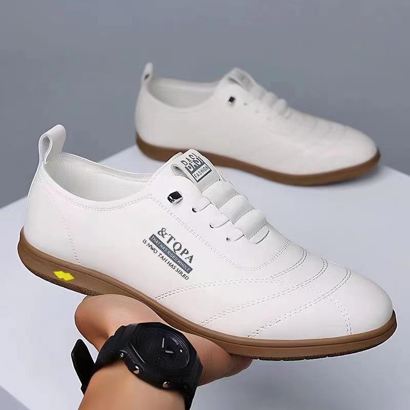 Business leather shoes breathable lightweight soft-soled casual shoes little white shoes British comfortable one-pedal Doudou men's shoes
