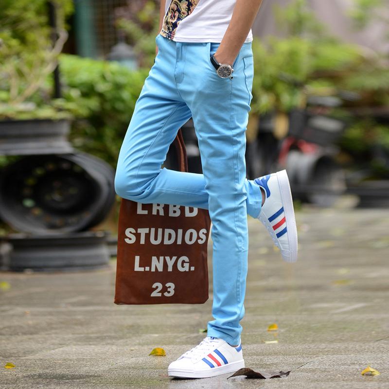 Мужские повседневные брюки из эластичного хлопка прилегающего силуэта в корейском стиле
