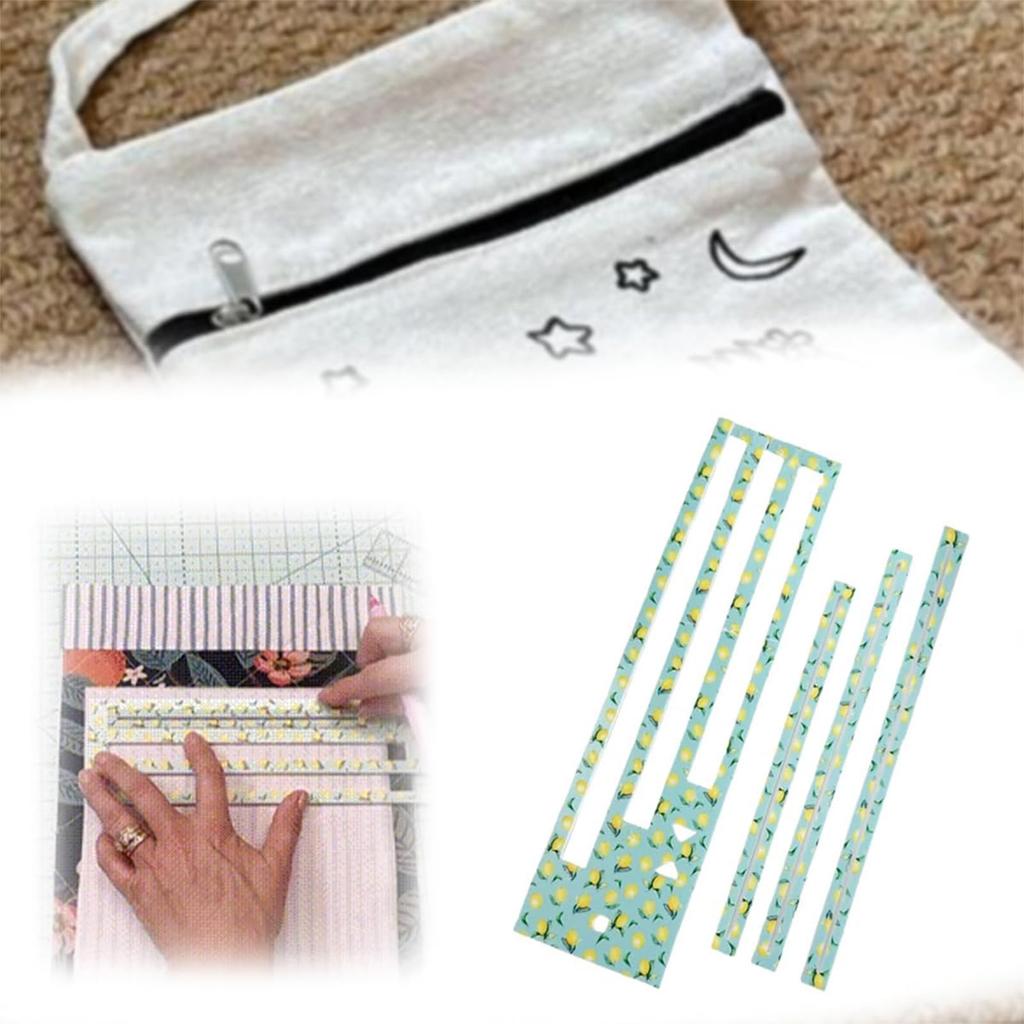 Lemon Pattern Zipper Pocket Template Pocket DIY Crafts Sewing Assistance Tools for 7/8/9 Inch Zippers Measuring