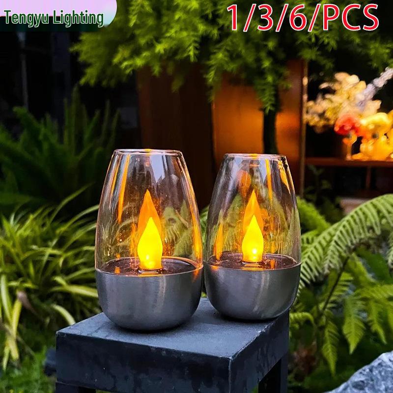 Светодиодная свеча на солнечной батарее в бокале для вина - Водонепроницаемое уличное украшение для сада