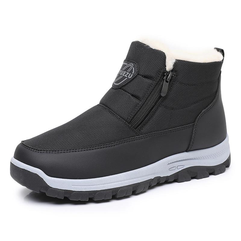 Мужские легкие зимние утепленные слипоны на толстой подошве с меховой подкладкой, нескользящие, амортизирующие, прочные повседневные хлопковые ботинки