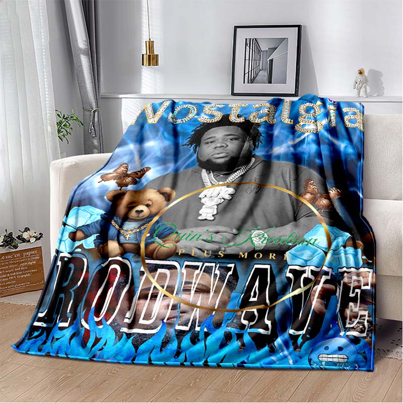 Hip Hop Rapper Blanket Rod Wave Flannel Blanket Soft Warm Throw Bedroom Decor Napping Couch Sofa Bed Chair Cover for Boys Girls