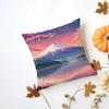 Japanese Cherry Blossom Fuji Mountain Sunset Cushion Cover Washable Linen Pillowcase Soft  for Daily Sofa Bed Home Room Decor