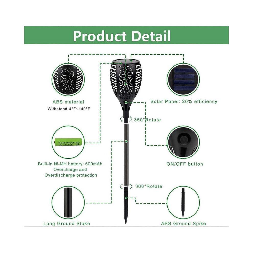 Garden Torch Light, 4 Pack LED Lights Solar Torch Waterproof IP65 Garden Torch Light Decor Lamp & Solar Light Lamp Garden/Pathway/Yard Decoration