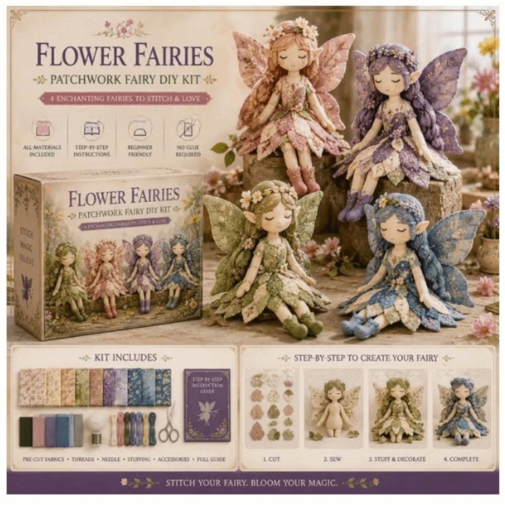 Floral Print DIY Quilted Fairy Kit Colorful Elf DIY Sewing Kit Handmade Gift