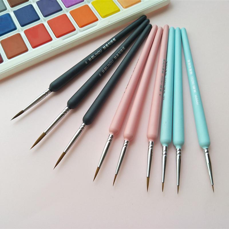 10 Pcs Weasel Hair Fine Detail Brushwork Brushes Artist Hand Painting Fineline PaintBrush Set for Oil Watercolor Gouache Acrylic Painting Stroke