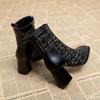 Vintage Thick Heel Women Ankle Boots Fashion Zippers Modern Short Booties Autumn Winter Warm Cotton Office Lady Shoes