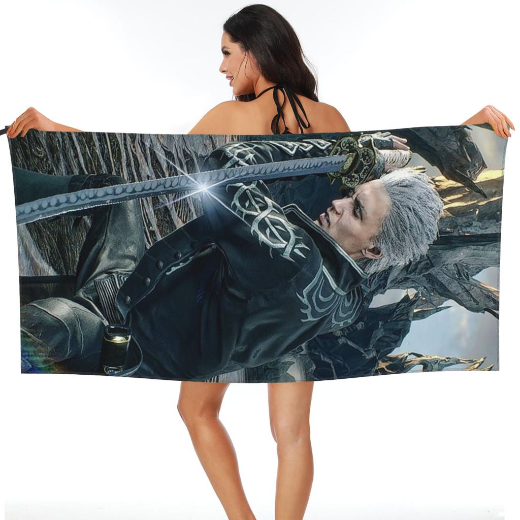 Вергилий из серии Devil May Cry Пляжное полотенце Мягкая микрофибра Быстросохнущее Впитывающее Быстрые полотенца для йоги