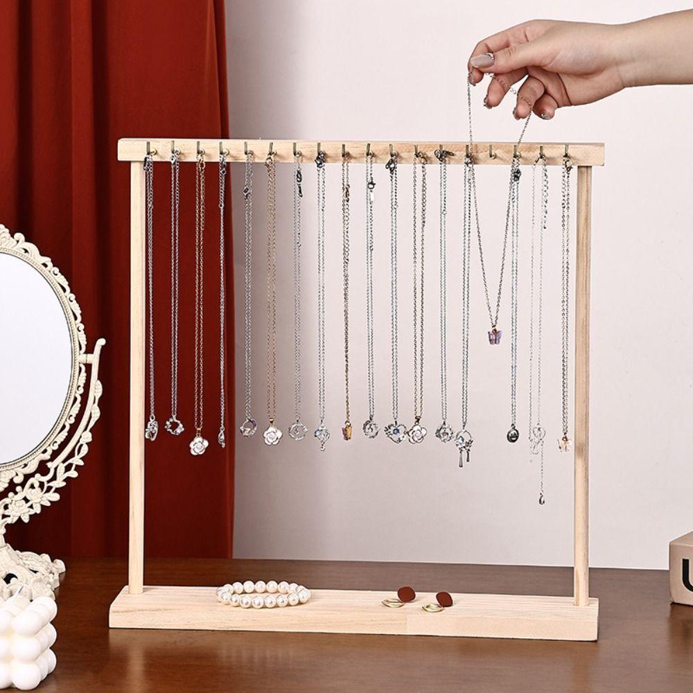 Exquisite Wood Necklace Stand Portable Jewelry Jewelry Holder Necklace Hanging Rack Store