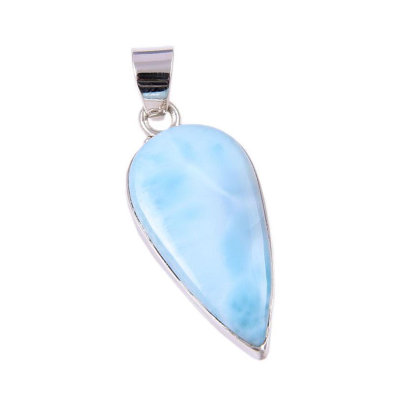 Natural Republic Larimar Gemstone 925 Solid Sterling Silver Pendant 1.75" z5j53
