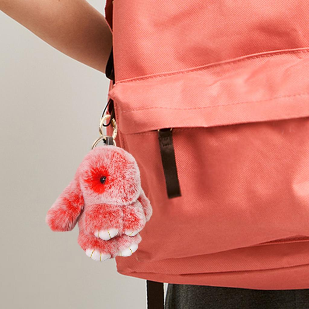 Handmade Soft Bunny Pompom Charmss, Fluffys Bunny Keychain, Faux Furs Keyring Pendant For Girls