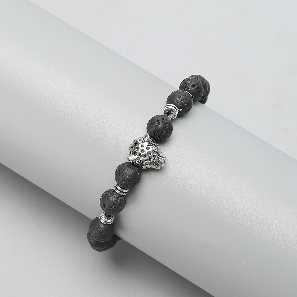 Модный браслет-комбинация из многослойных мужских браслетов из черного камня, вулканического камня, деревянных бусин, эластичный, для пары, для друга, с цирконом