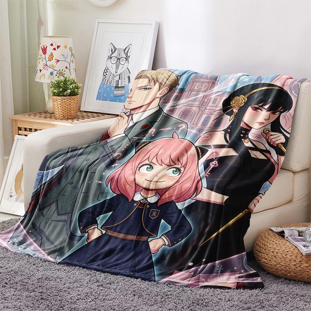 1PC Spy Family Patterned Flannel Blanket Suitable For All Seasons For Home Decor Warmth And Comfort Gifts Holiday Present