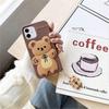 Phone Case, 3D Cute Bowknot Bear Design Soft Silicone Shockproof Bumper All-Round Protective Phone Cover Compatible for iPhone 11 (Brown)