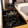 Gothic Skull Area Rug Black Gold Baroque Design Statement Floor Mat for Living Room Home Decor Luxury Alternative Art Halloween