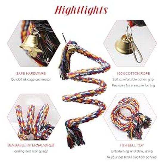 Parrot Rope 0.5-2M Climbing Toy Sturdy Flexible Deformable Budgie Stand for Parakeet African Grey Parrot Macaw Lovebird Finches
