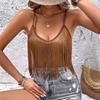Spring Womens Fringe Camisole With High Elastane For Casual Wear
