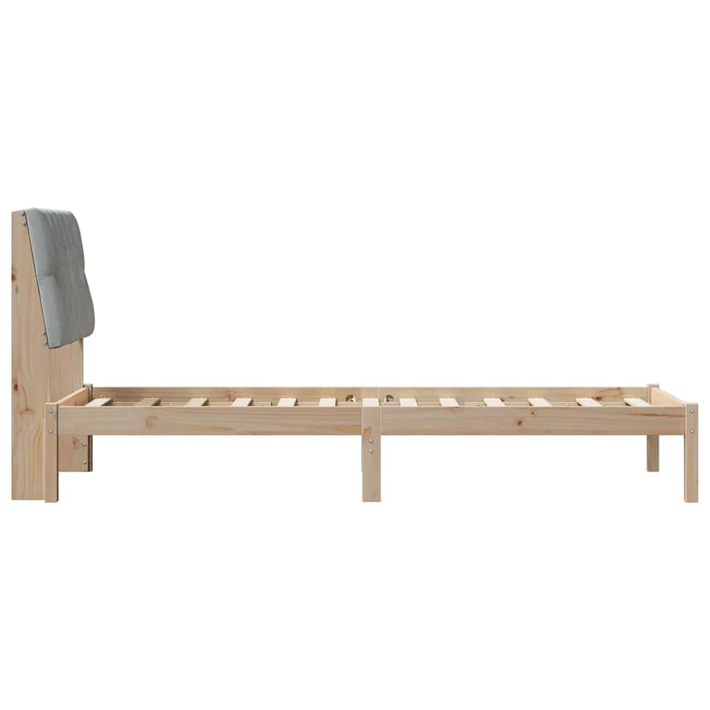 Bed Frame with Padded Headboard Brown 75 x 190 cm