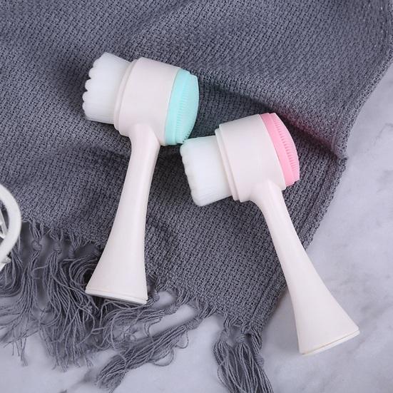 Щетка для очищения лица 2 в 1, двусторонняя силиконовая мягкая щетина, для снятия макияжа, отшелушивания, глубокой очистки пор, ручного умывания лица, скрабера для лица