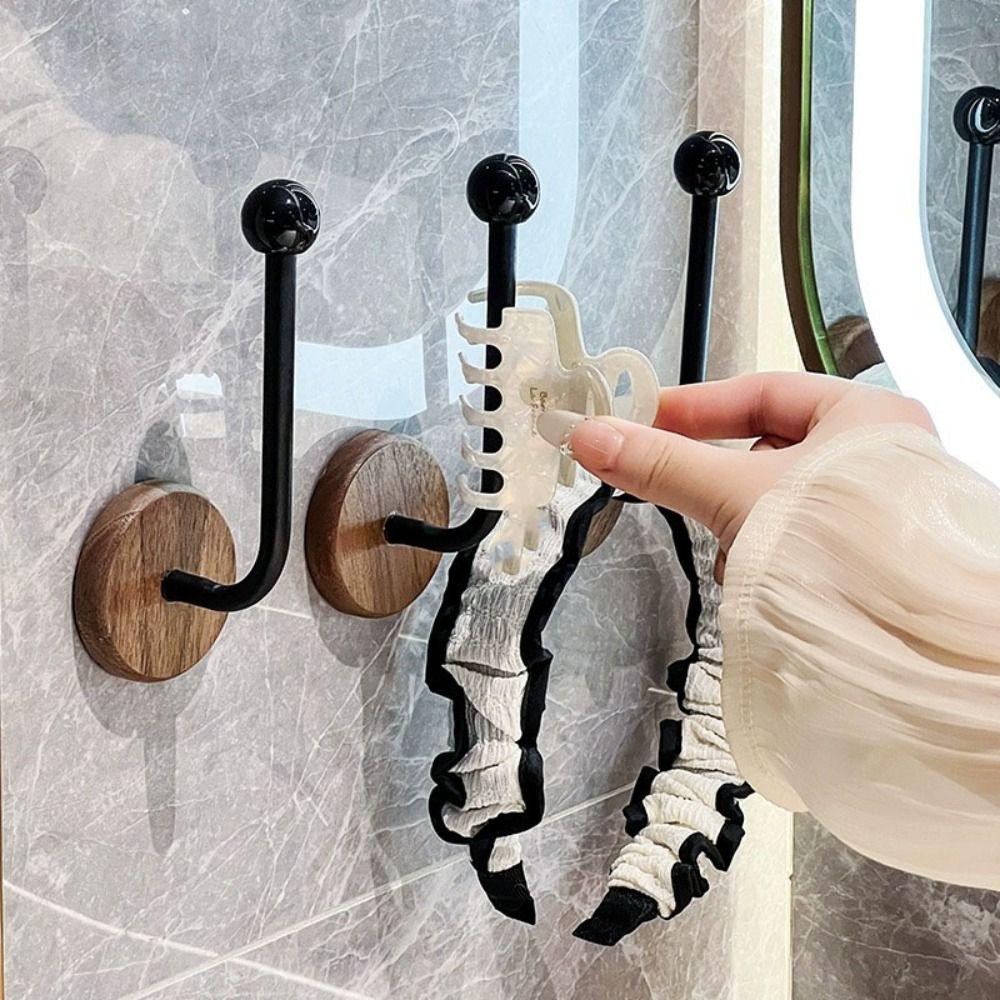 Log Walnut Curtain Hook Traceless Binding Tape Holder Durable Decorative Hook  Bathroom