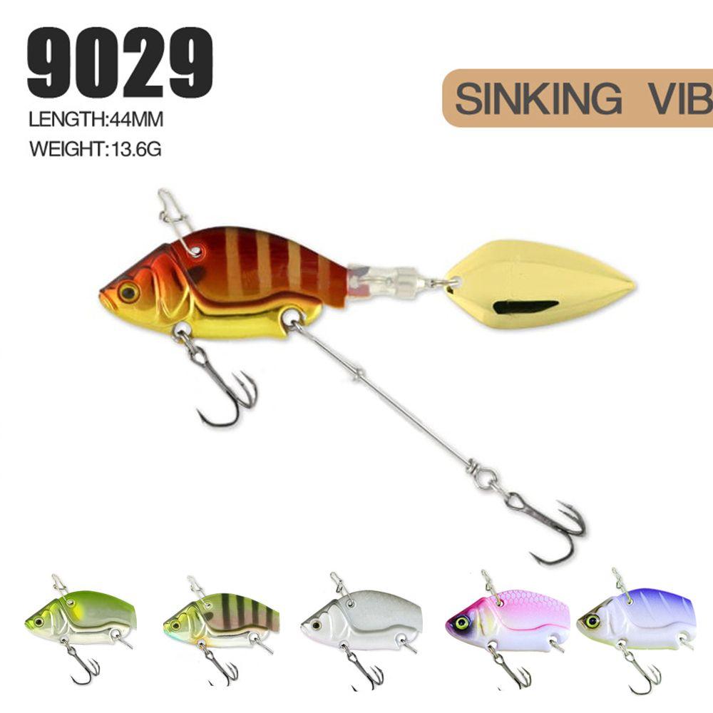 44mm/13.6g Spoon Metal Sequin Vibration Treble Hook VIB Lure Wobblers Crankbaits Metal Fishing Bait