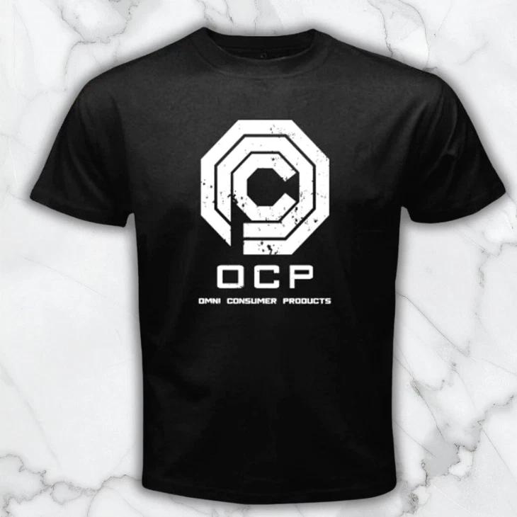 OCP Omni Consumer Products Мужская черная футболка с принтом Бесплатная доставка