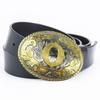 White K Room Gold Pattern Letter O Western Denim Belt Whole Two-layer Cowhide Belt