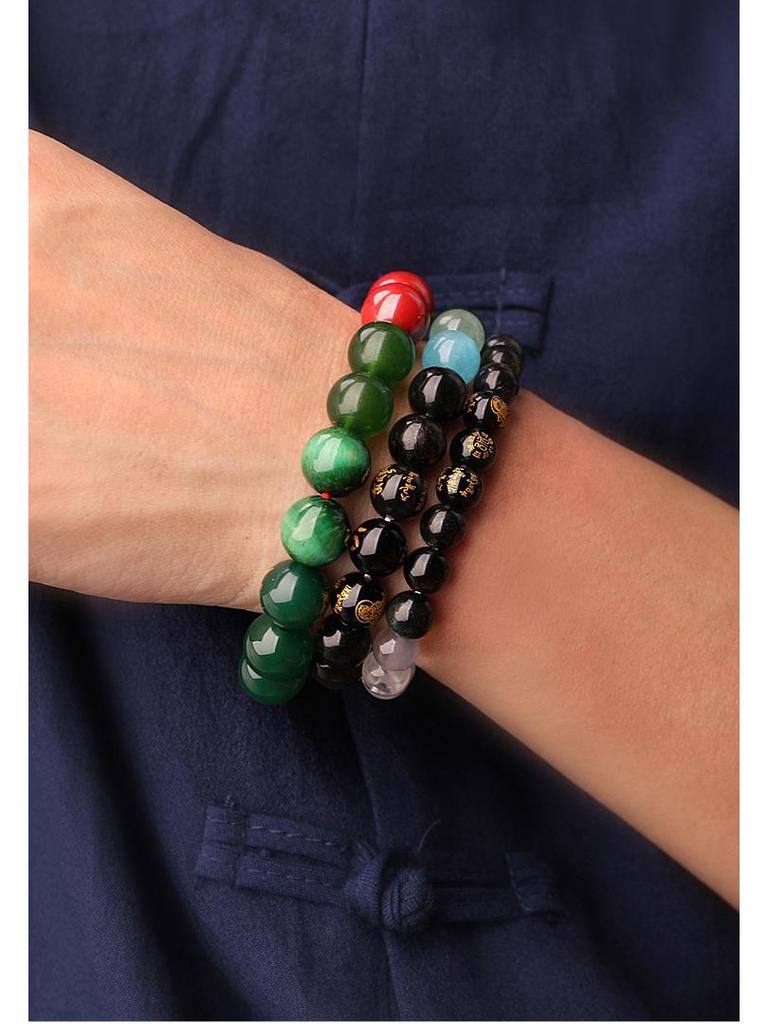 Двойной элемент Вода и Дерево Пятисторонний Бог Богатства Благоприятный Кристалл Браслет для Мужчин и Женщин