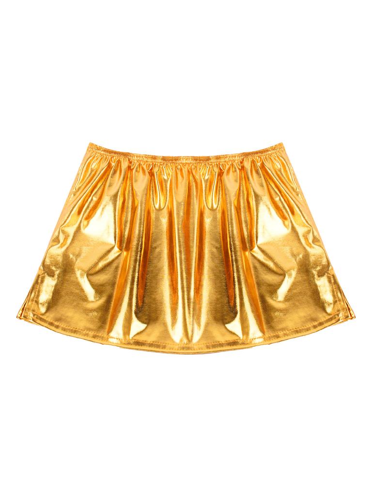 Women Shiny Wet Look Split Mini Skirt Bodycon Short Pencil Skirts Sexy Clubwear Night Club Rave Pole Dance Costume