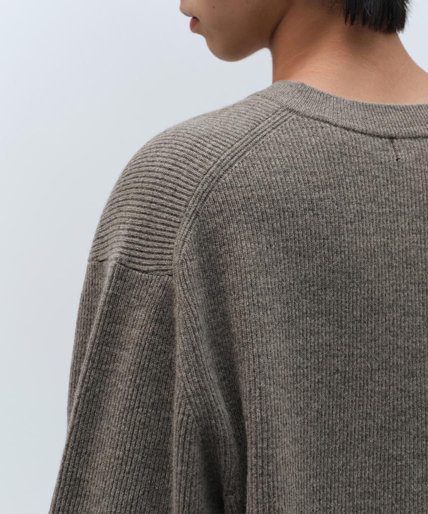 MUSINSA STANDARD [Victoria Wool] Minimal Ribbed V-Neck Knit [Taupe]