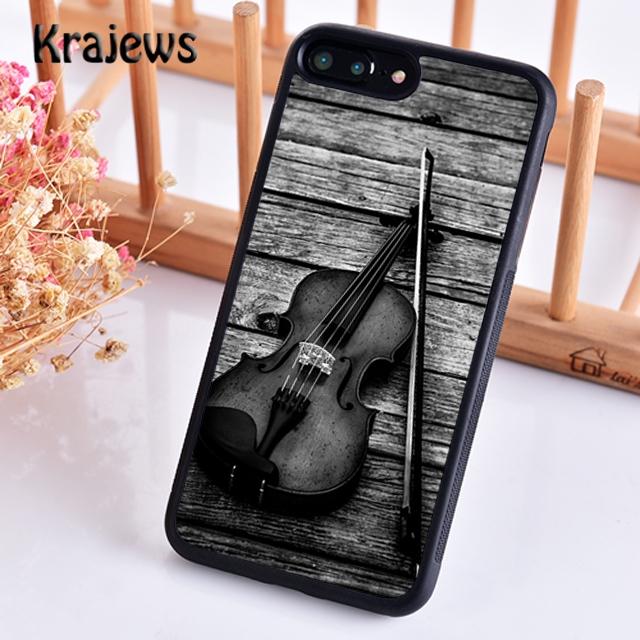 Krajews Elegant Wooden Violins Bow Sheet Music Phone Case For iPhone 17 Air 16 15 14 plus 11 12 13 pro max coque Fundas