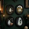 Легкая настенная подвеска-призрак, Хэллоуинское искусство, Милый настольный знак, Винтажная овальная картина в рамке, Декоративная для камина, гостиной, спальни