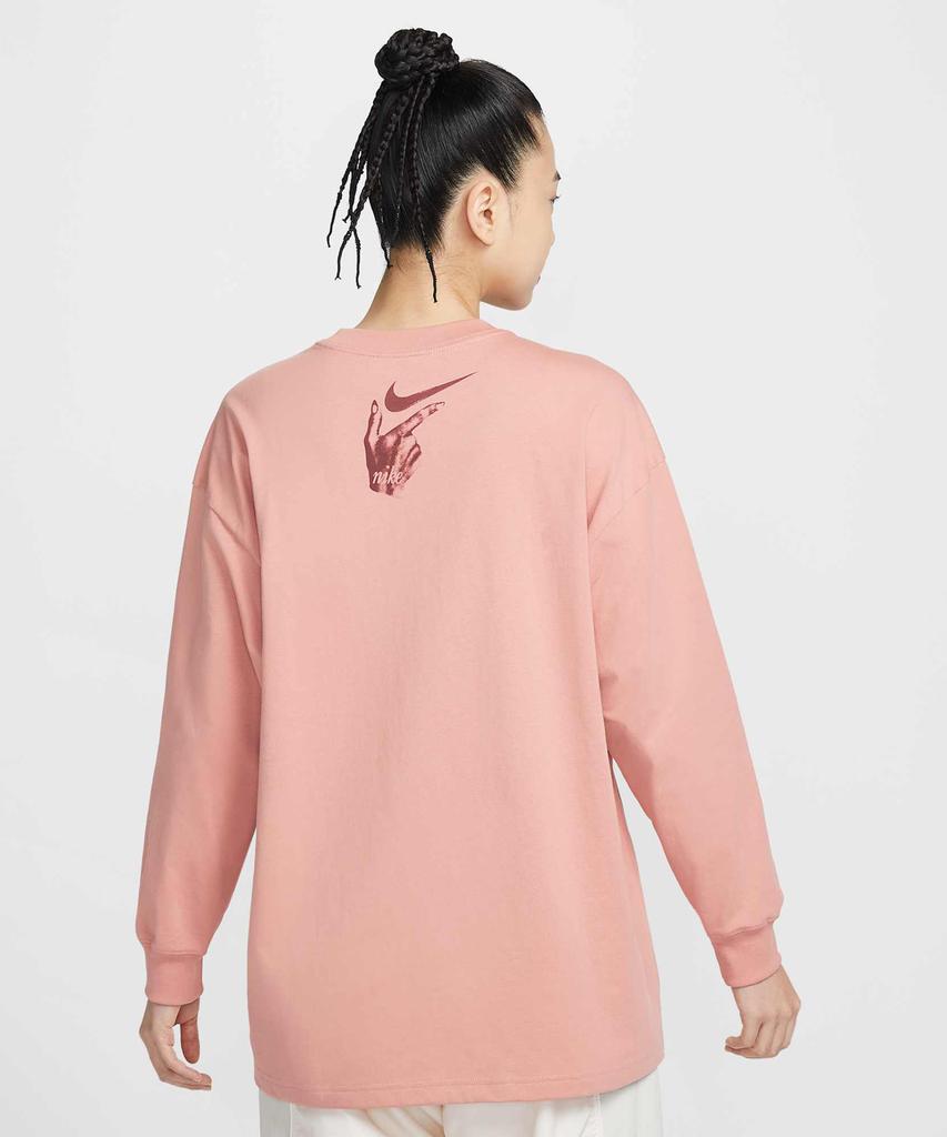 Nike Спортивная футболка оверсайз с длинным рукавом W - Красная Звездная Пыль / Ih7696-618