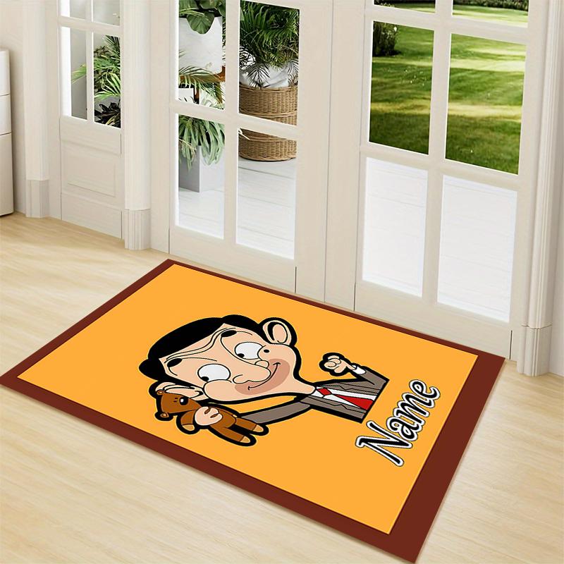 Custom Name Mr. Bean's Tea Time Carpet Rug Customizable Soft Washable Anti-Slip Home Living Room Sofa Mats Personalized Rug. 0909290