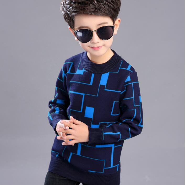 Свитер с круглым вырезом Осень и Зима Плюс Бархатное Утолщение Внутри Теплый Свитер Детский Свитер