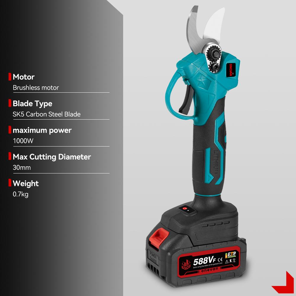 ONEVAN 32 мм бесщеточный электрический секатор высокой мощности 2-скоростной секатор садовый резак для веток деревьев ножницы инструмент для Makita 18 В-21 В аккумулятор