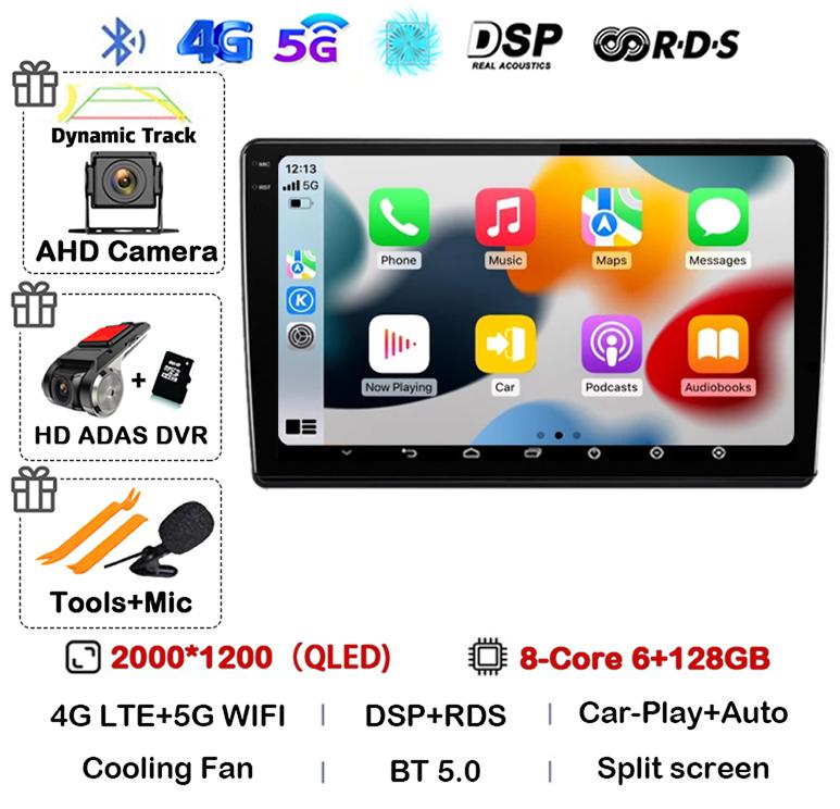 Android 14 Carplay Auto для Skoda Fabia 2 2007-2012 2013 2014 Автомобильный радиоприемник GPS стерео мультимедийный проигрыватель головное устройство 2 din WIFI+4G DSP