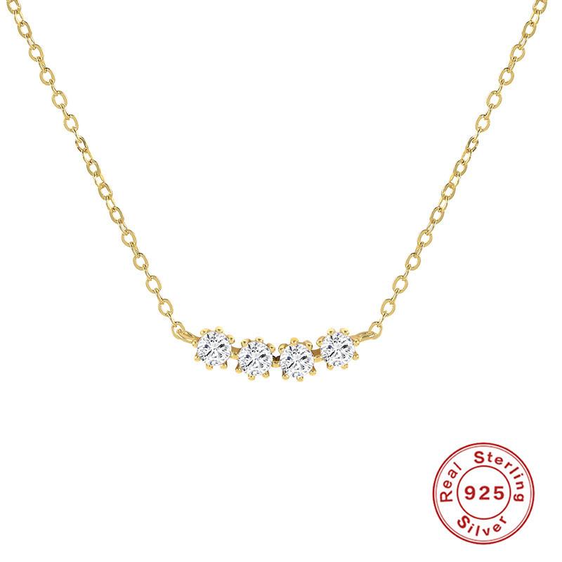 Ожерелье из лунного камня с бриллиантовой вставкой в четыре сложения, простое роскошное, с бриллиантовой вставкой, из стерлингового серебра S925, с покрытием из 18-каратного золота, регулируемое колье для ключицы