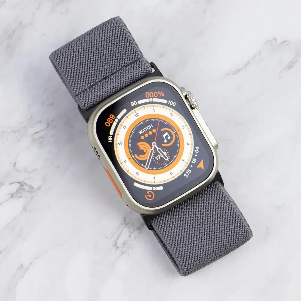 Эластичный нейлоновый ремешок для Apple Watch Ultra 2 49 мм, широкий плетеный Loop, регулируемый ремешок для iWatch 9 8 7 6 5 4 SE 45 мм 41 мм 44 мм 40 мм
